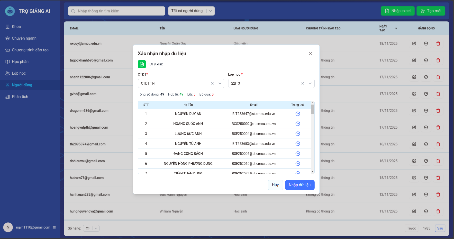 Tạo mới Người dùng