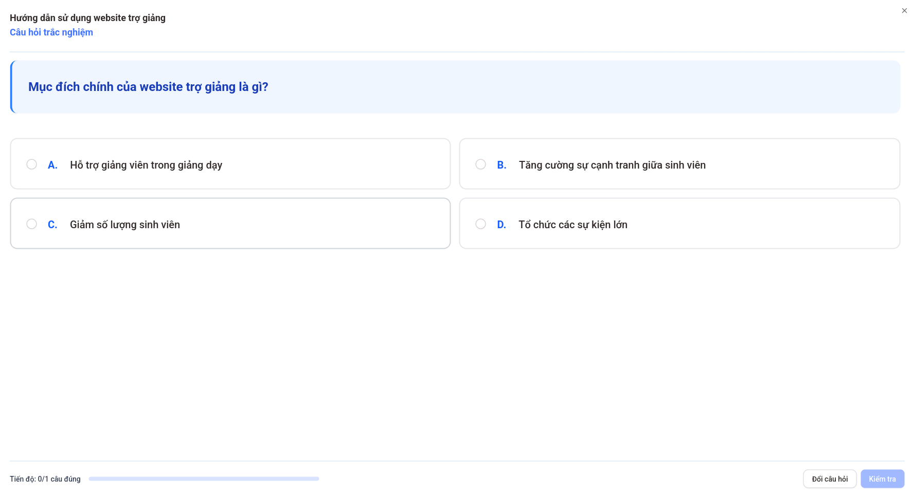 Câu hỏi cho từng slide
