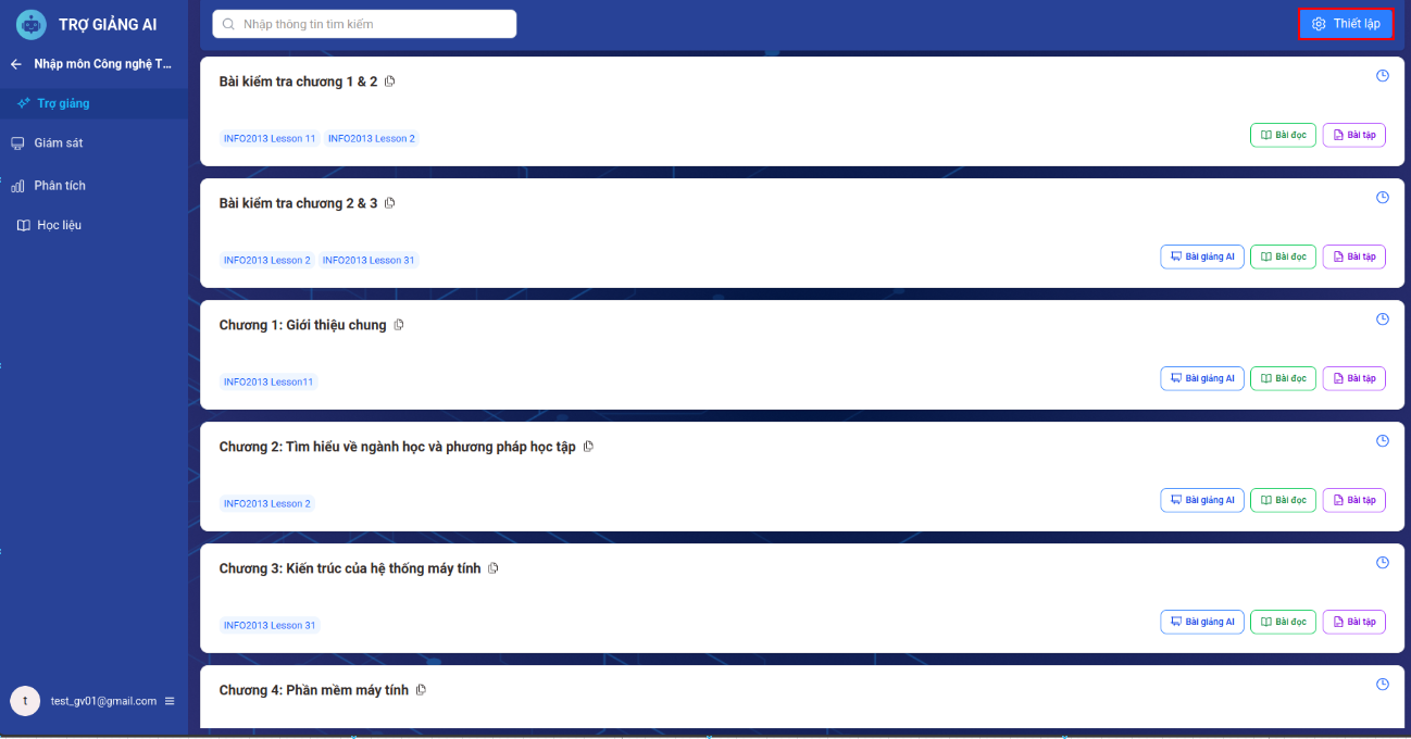 Nút thiết lập deadline cho học phần