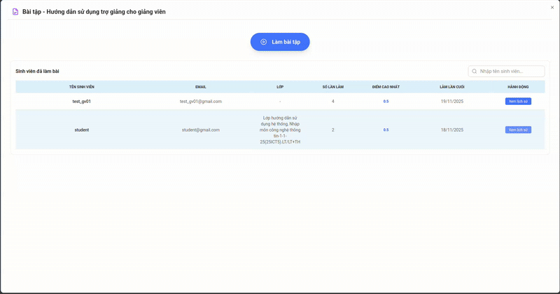 Giao diện cấu hình bài kiểm tra